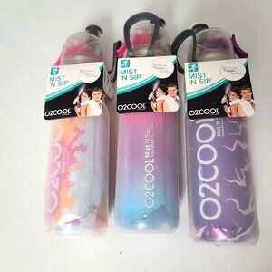 O2COOL Insulated Mist 'N Sip Squeeze Trigger Water Bottle 20 oz 3 Pack NEW